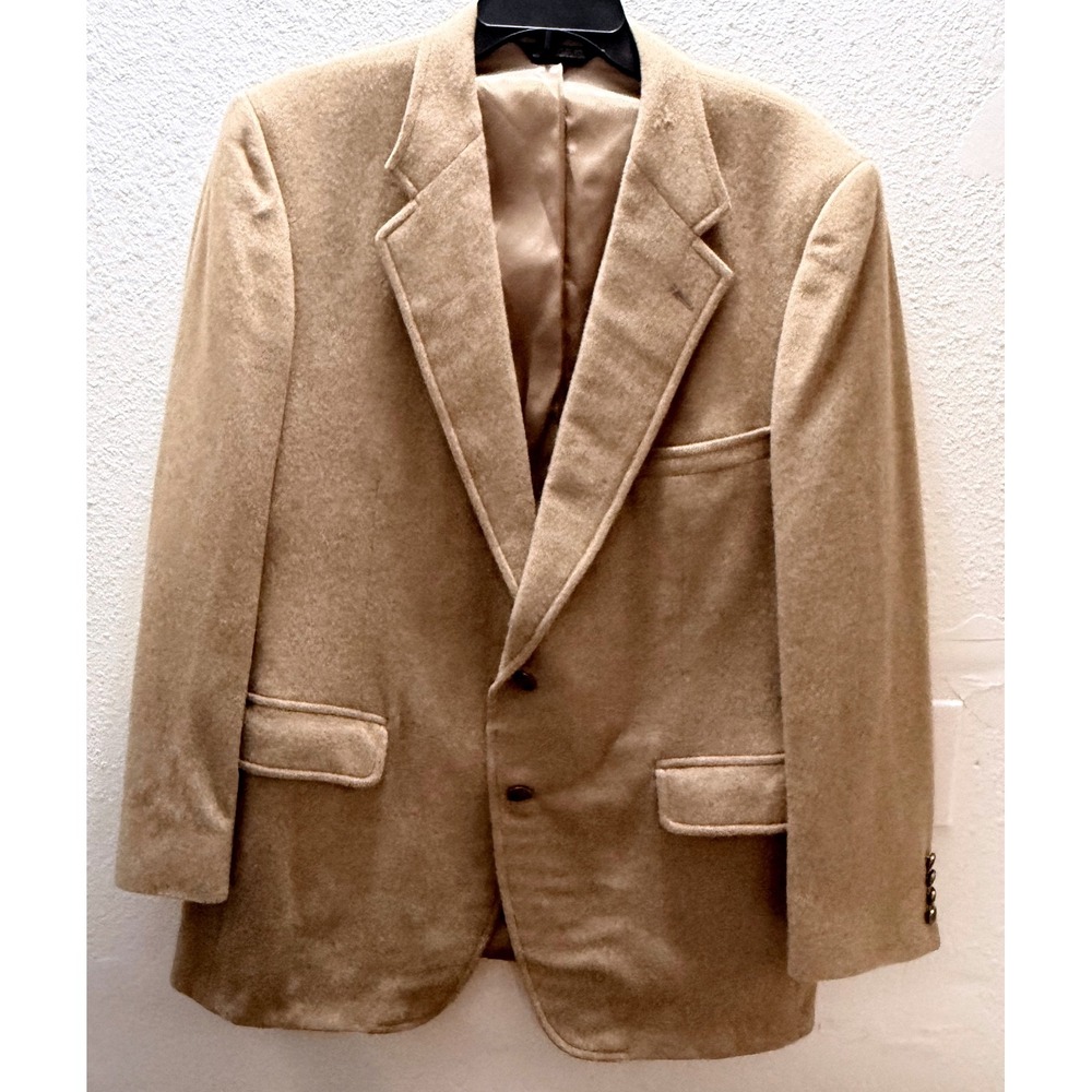 Majer Mens 44 Camel Tan 100% Cashmere Blazer Sport Coat 2 Button Single Vent USA